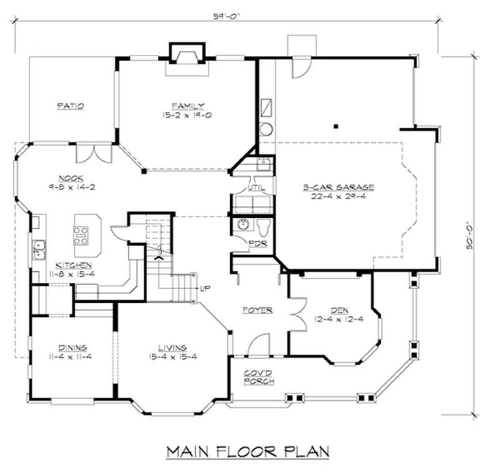 Floor Plan First Story of Craftsman Plan #115-1000